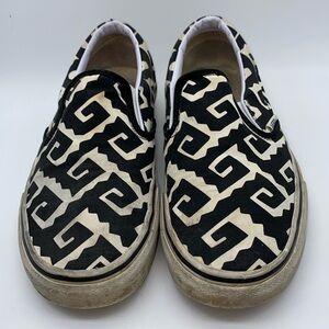 Vans Doren Tribal Black White Slip On Sneakers Unisex Size 7 Men / 8.5 Women